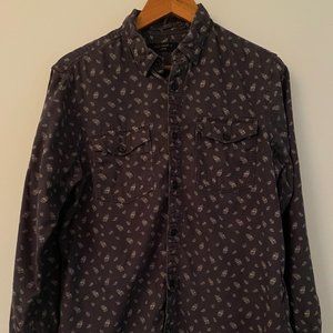 ALLSAINTS Shirt Size M Pinehurst Feather Pattern